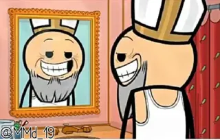 😁 cartoon, character, man, reflection, smile telegram sticker
