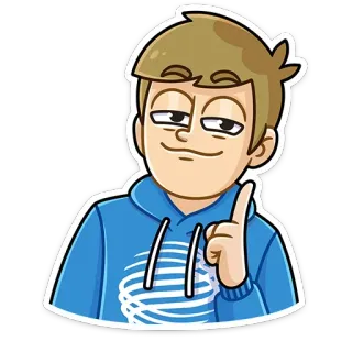 ☝️ kreskówka, postać, bluza z kapturem, wskazywanie, ilustracja telegram sticker
