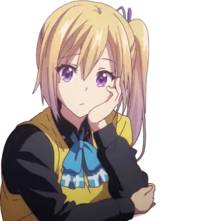 😐 Anime, Fille, Personnage, Cheveux Blonds, Yeux Violets telegram sticker