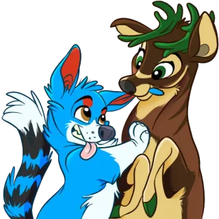 👫 животное, олень, мультфильм, пушистый, милый, дружелюбный telegram sticker