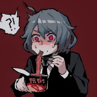 ⌛️ 불닭볶음면 anime, ramen, eating, character, asian food telegram sticker
