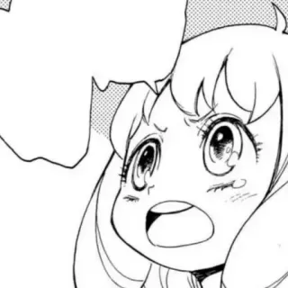 💞 Anya Forger Spy x Family animé, manga, Anya Forger, Spy x Family, mignon, choqué, noir et blanc telegram sticker