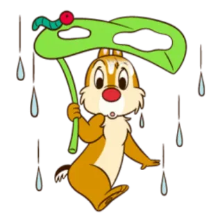 🌦 Chip chipmunk, cartoon, disney, rain, umbrella, cute telegram sticker