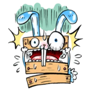 😨 การ์ตูน, กระต่าย, กลัว, สยองขวัญ, สัตว์ telegram sticker