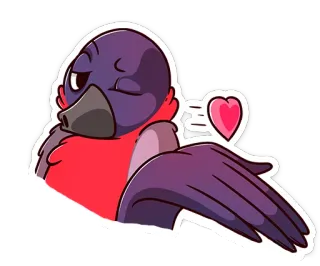 😘 oiseau, amour, coeur, mignon, dessin animé, clin d'oeil, bisou telegram sticker