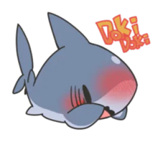 ☺️ Doki! Doki! tubarão, fofo, Doki, desenho animado, animal telegram sticker