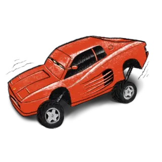 😴 auto, rosso, monster truck, veicolo, illustrazione, fuoristrada, testarossa telegram sticker
