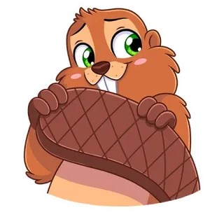 ☺️ beaver, cartoon, animal, mammal, rodent, wood, cute telegram sticker