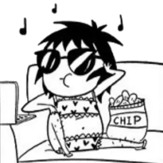 😜 CHIP Cartone animato, Snack, Relax, Musica, Occhiali da sole telegram sticker
