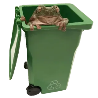❤️ rã, lixeira, reciclagem, animal, humor whatsapp sticker