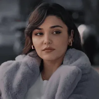 🐾 mujer, retrato, moda, abrigo de piel, Hande Ercel telegram sticker