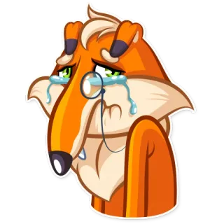 😭 fox, crying, sad, monocle, cartoon, emotions telegram sticker