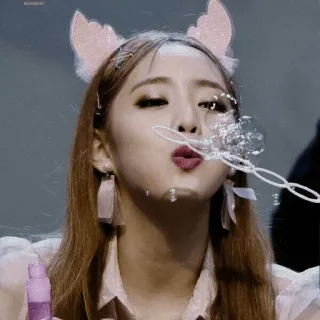 ✖️ blowing bubbles, woman, cute, sparkly ears, blowing bubbles, happy, playful telegram sticker