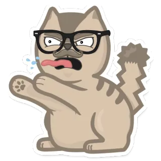 😡 kat, bril, cartoon, sticker, dier, grappig telegram sticker
