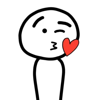 😘 corazón, dibujos animados, amor, beso, simple, personaje telegram sticker