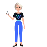 ☺️ mujer, dibujos animados, negocios, teléfono, trabajo, gente telegram sticker
