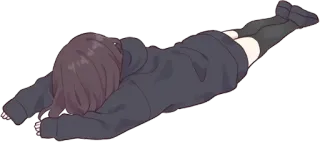 😞 acostado, chica anime, emo, triste, deprimido telegram sticker