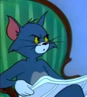 🤨 Tom Cat Tom and Jerry мультфильм, кот, газета, анимация, смешной telegram sticker