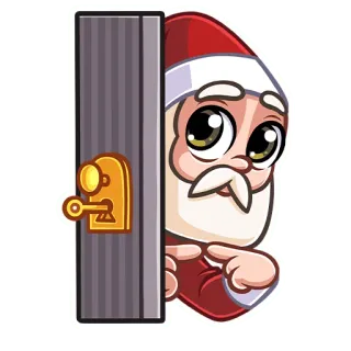 🥺 Santa Claus Babbo Natale, Natale, vacanze, cartone animato, porta, sbirciando whatsapp sticker