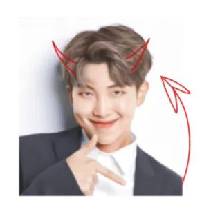 😈 RM RM, BTS, K-pop, Pop coreano, Chifres de diabo, Retrato, Música whatsapp sticker