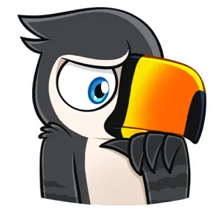 😔 tucano, pássaro, animal, fofo, desenho animado, emoji telegram sticker