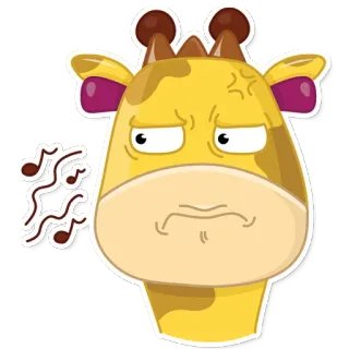 🔇 ยีราฟ, การ์ตูน, สัตว์, อีโมจิ, สติกเกอร์, โกรธ, สีหน้า telegram sticker