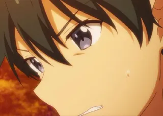 💙 anime, con trai, mặt, mồ hôi, lo lắng telegram sticker