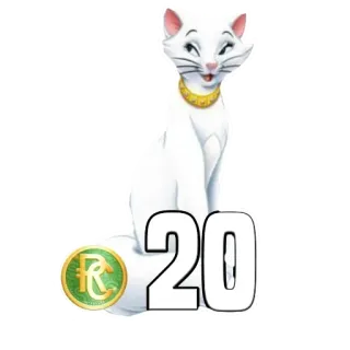 🐱 20 gato, gato blanco, número 20, animal, dibujo animado telegram sticker