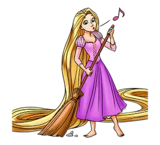 👸 Rapunzel Tangled Rapunzel, Rapunzel – Neu verföhnt, Disney, Prinzessin, Besen, Singen, Cartoon whatsapp sticker