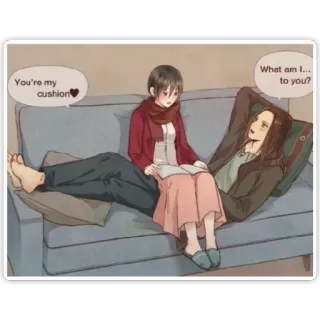 💑 You're my cushion
What am I... to you? อนิเมะ, คู่รัก, ความรัก, ความสบาย, หมอนอิง, ความสัมพันธ์ whatsapp sticker