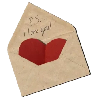 ❤️ P.S. I love you! amor, corazón, carta, sobre, cariño, mensaje, romántico telegram sticker
