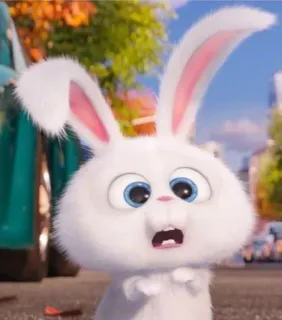 😨 Snowball The Secret Life of Pets coelho, coelhinho, animal, desenho animado, animal de estimação, branco, fofo whatsapp sticker