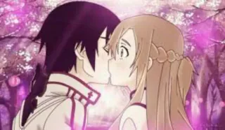 💋 Kirito, Asuna Sword Art Online Anime, Bacio, Amore, Romance, Coppia, Sword Art Online, Kirito, Asuna telegram sticker