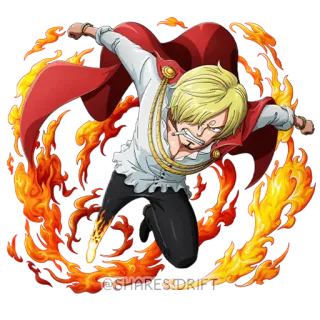 🦵 Sanji One Piece @SHARES.DRIFT Anime, One Piece, Sanji, Fogo telegram sticker
