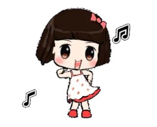 💃 Mädchen, Cartoon, niedlich, tanzen, Musik, Noten telegram sticker