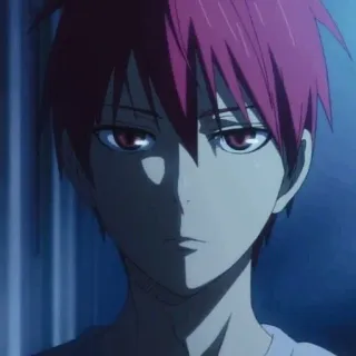 😐 Akashi Seijuro Kuroko's Basketball 애니메이션, 빨간 머리, 진지한, 아카시, 쿠로코의 농구, 만화 telegram sticker