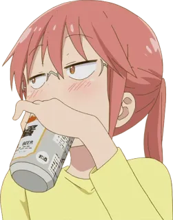 🍺 BEER Anime, Frau, Trinken, Bier, Cartoon, Brille telegram sticker