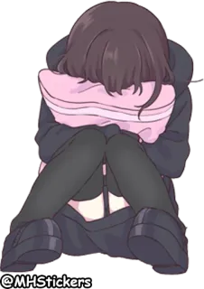 😭 @MHStickers triste, anime, chorando, menina, adesivo telegram sticker