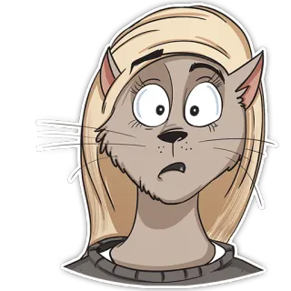 😦 kucing, kartun, stiker, binatang, potret, rambut pirang telegram sticker