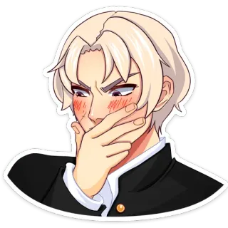 ☺️ Anime, Chico, Uniforme escolar, Sonrojo, Avergonzado, Personaje telegram sticker