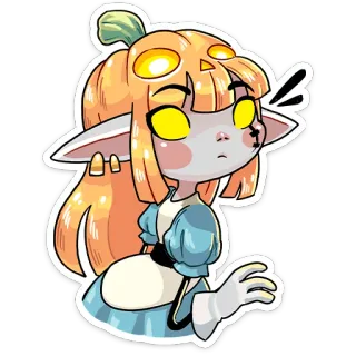 😳 Kürbis, Halloween, Elf, Mädchen, süß, Fantasy, Aufkleber telegram sticker