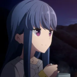 🏕 Rin Shima Yuru Camp Anime, Personaggio, Carino, Cartone animato, Ragazza, Rilassato, Campeggio telegram sticker