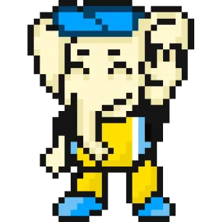 😊 Пиксель арт, Слон, Мультфильм, Персонаж, Животное telegram sticker