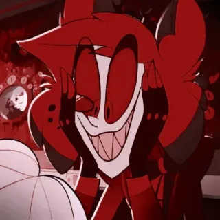 🧨 Alastor Hazbin Hotel demone, rosso, sorriso, cartone animato, Alastor, Hazbin Hotel telegram sticker