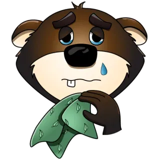 🤧 triste, pleurer, larme, animal, ours, dessin animé whatsapp sticker
