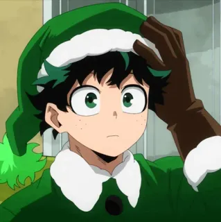 🥦 Izuku Midoriya My Hero Academia 미도리야 이즈쿠, 애니메이션, 나의 히어로 아카데미아, 크리스마스, 축제 telegram sticker