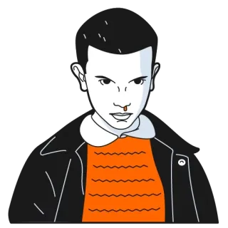 😠 Eleven Stranger Things Eleven, Stranger Things, Netflix, personnage, série télé telegram sticker