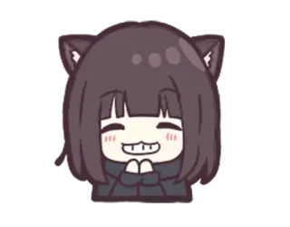 😁 telinga kucing, gadis anime, imut, senyum, kawaii telegram sticker