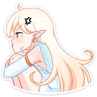 😞 Anime, Elf, Wütend, Cartoon, Figur, Illustration whatsapp sticker