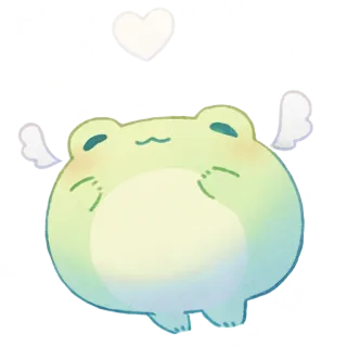 😇 frosch, süß, kawaii, tier, flügel, herz, pastell, aufkleber whatsapp sticker